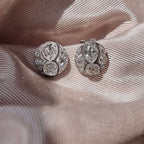 Luxury Jewelry Vintage Bezel Pear Cut White Sapphire Stud Earrings For Women