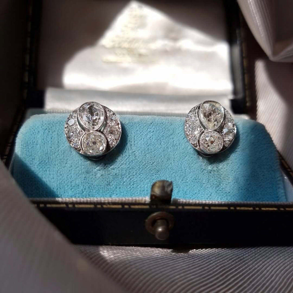 Luxury Jewelry Vintage Bezel Pear Cut White Sapphire Stud Earrings For Women