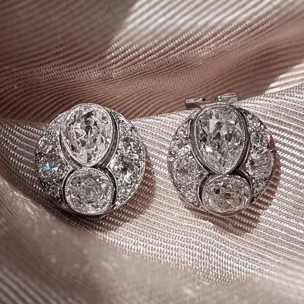 Luxury Jewelry Vintage Bezel Pear Cut White Sapphire Stud Earrings For Women