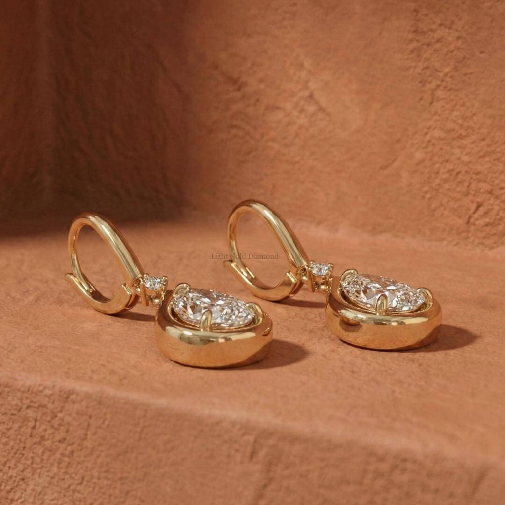 Luxury Jewelry Golden Halo Pear Cut White Sapphire Drop Earrings For Women