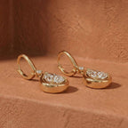 Luxury Jewelry Golden Halo Pear Cut White Sapphire Drop Earrings For Women