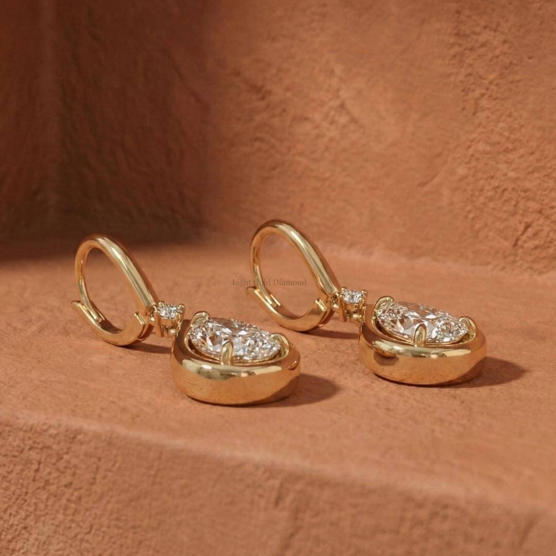 Luxury Jewelry Golden Halo Pear Cut White Sapphire Drop Earrings For Women