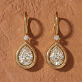 Luxury Jewelry Golden Halo Pear Cut White Sapphire Drop Earrings For Women