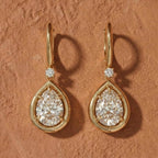 Luxury Jewelry Golden Halo Pear Cut White Sapphire Drop Earrings For Women