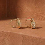 Luxury Jewelry Golden Halo Pear Cut White Sapphire Drop Earrings For Women