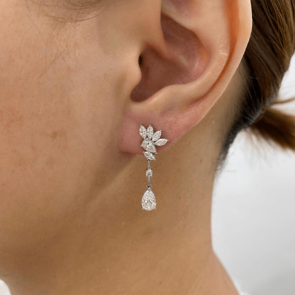 Luxury Jewelry Elegant Pear Cut White Drop Earrings For Women