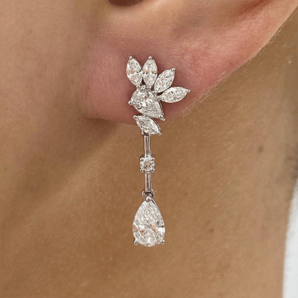 Luxury Jewelry Elegant Pear Cut White Drop Earrings For Women