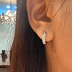 Classic Channel Setting Baguette Cut White Sapphire Hoop Earrings For Women