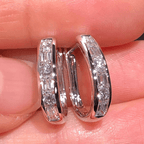 Classic Channel Setting Baguette Cut White Sapphire Hoop Earrings For Women
