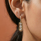 Luxury Jewelry Unique Design Golden Round Cut White Sapphire Drop Earrings For Women