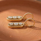 Luxury Jewelry Unique Design Golden Round Cut White Sapphire Drop Earrings For Women