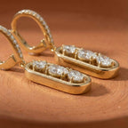 Luxury Jewelry Unique Design Golden Round Cut White Sapphire Drop Earrings For Women