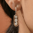 Luxury Jewelry Unique Design Golden Round Cut White Sapphire Drop Earrings For Women