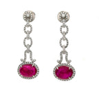 Luxury Jewelry Halo Oval Cabochon Cut Ruby Sapphire Drop Earrings For Women