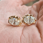 Classic Solitaire Yellow Gold Oval Cut White Sapphire Stud Earrings For Women
