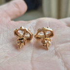 Classic Solitaire Yellow Gold Oval Cut White Sapphire Stud Earrings For Women