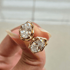 Classic Solitaire Yellow Gold Oval Cut White Sapphire Stud Earrings For Women