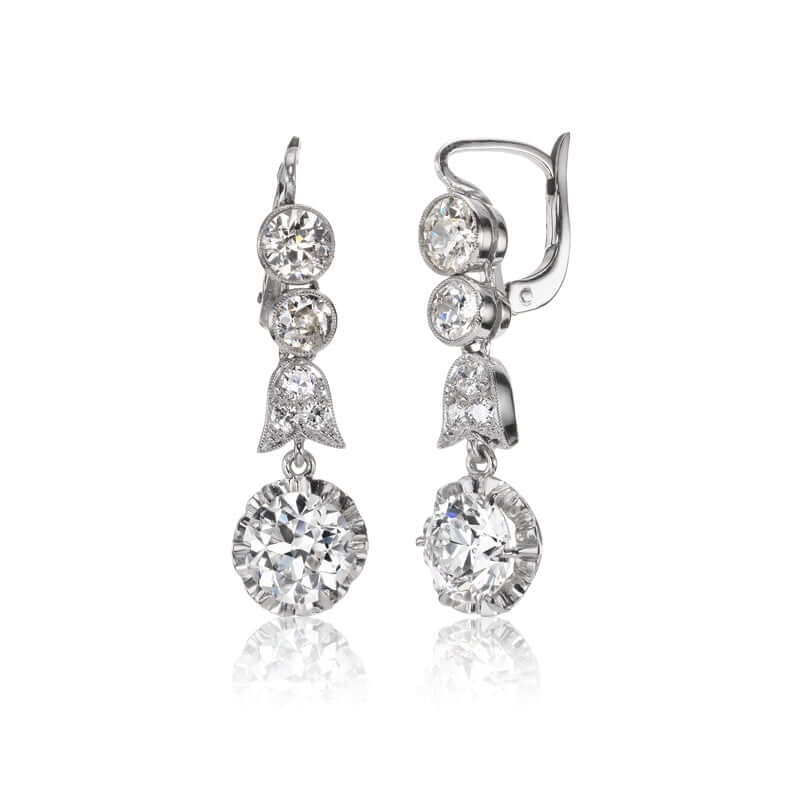 Vintage Round Cut White Sapphire Drop Earrings For Women