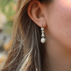 Vintage Round Cut White Sapphire Drop Earrings For Women