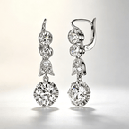 Vintage Round Cut White Sapphire Drop Earrings For Women