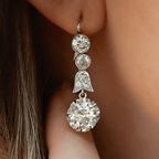 Vintage Round Cut White Sapphire Drop Earrings For Women