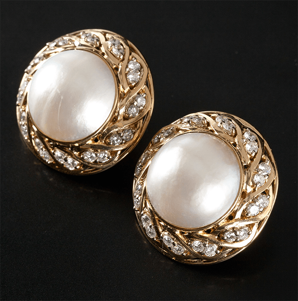 Luxury Halo Yellow Gold Round Cut Preal & White Sapphire Stud Earrings For Women