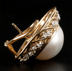 Luxury Halo Yellow Gold Round Cut Preal & White Sapphire Stud Earrings For Women