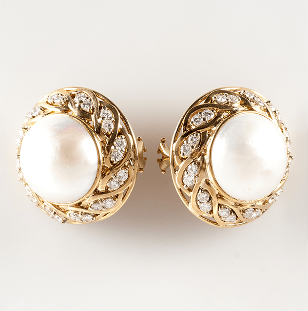 Luxury Halo Yellow Gold Round Cut Preal & White Sapphire Stud Earrings For Women