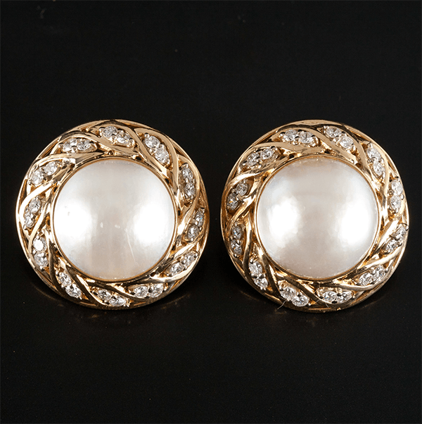 Luxury Halo Yellow Gold Round Cut Preal & White Sapphire Stud Earrings For Women