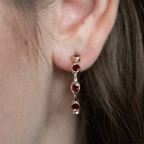 Bezel Setting Yellow Gold Oval Cut Ruby Sapphire Hoop Earrings For Women