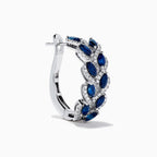 Leaf Motif Marquise Cut Blue Sapphire Hoop Earrings For Women