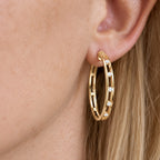 Luxury Jewelry Classic Channel Setting Round Cut White Sapphire Hoop Earrings For Women
