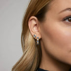 Fashion Yellow Gold Oval Cut Blue Sapphire Hoop Earring For Women