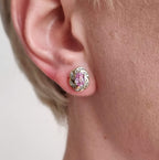 Vintage Yellow Gold Oval Cut Pink Sapphire Stud Earrings For Women