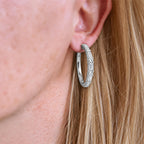 Luxury Jewelry Baguette & Round Cut White Sapphire Hoop Earrings For Women