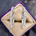 Luxury Jewelry Baguette & Round Cut White Sapphire Hoop Earrings For Women