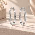 Unique Design Channel Setting Round Cut White Sapphire Hoop Earrings For Women