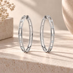 Unique Design Channel Setting Round Cut White Sapphire Hoop Earrings For Women