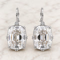 Luxury Jewelry Classic Double Prong Cushion Cut White Sapphire Drop Earrings For Women