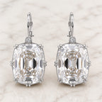 Luxury Jewelry Classic Double Prong Cushion Cut White Sapphire Drop Earrings For Women