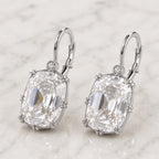 Luxury Jewelry Classic Double Prong Cushion Cut White Sapphire Drop Earrings For Women