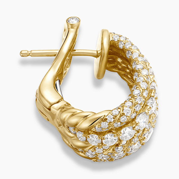 Luxury Jewelry Yellow Gold Multi Row Round Cut White Sapphire Hoop Earrings For Women