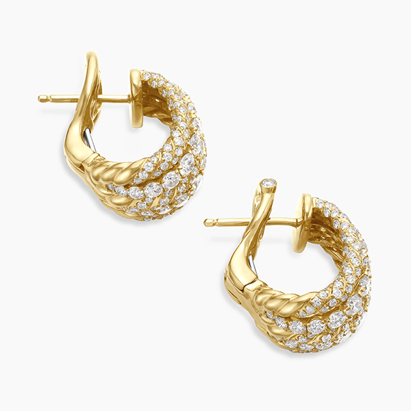 Luxury Jewelry Yellow Gold Multi Row Round Cut White Sapphire Hoop Earrings For Women