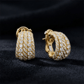Luxury Jewelry Yellow Gold Multi Row Round Cut White Sapphire Hoop Earrings For Women