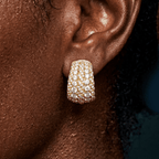 Luxury Jewelry Yellow Gold Multi Row Round Cut White Sapphire Hoop Earrings For Women