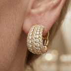 Luxury Jewelry Yellow Gold Multi Row Round Cut White Sapphire Hoop Earrings For Women