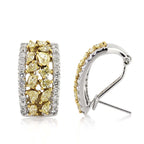 Fancy Two Tone Multi Cut Canary & White Sapphire Hoop Earrings For Women