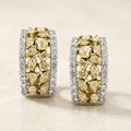 Fancy Two Tone Multi Cut Canary & White Sapphire Hoop Earrings For Women