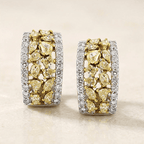Fancy Two Tone Multi Cut Canary & White Sapphire Hoop Earrings For Women