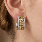Fancy Two Tone Multi Cut Canary & White Sapphire Hoop Earrings For Women